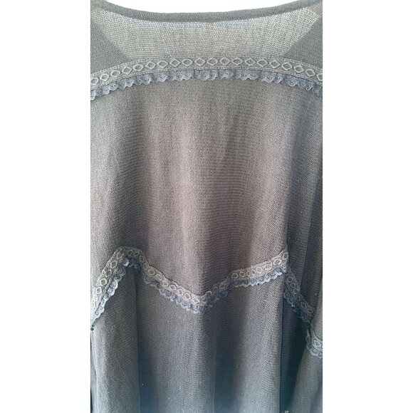 Free People Maisey Knit Floral Lace Embroidered Top Blouse L - Picture 8 of 11